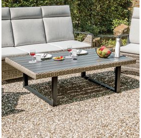Antigua Gun Metal Brown and Gray Outdoor Rectangular Height Adjustable Cocktail Table