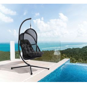 Breeze Black Outdoor Swing Chair with Stand