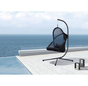 Crush Black Outdoor Swing Chair with Stand