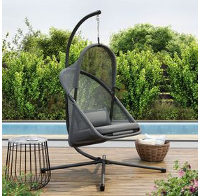 Crush Dark Gray Outdoor Swing Chair with Stand
