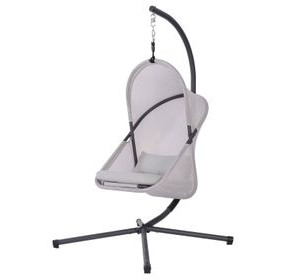 Crush Light Gray Outdoor Swing Chair with Stand