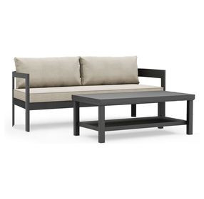 Lotus Black and Light Brown 74" Outdoor Conversation Set