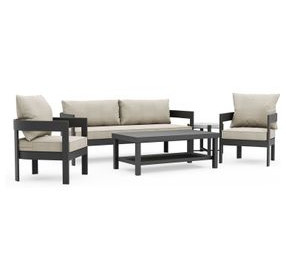Lotus Black and Light Brown 5 Piece Outdoor Conversation Set