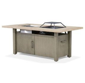 Bordeaux Brown Rectangular Outdoor Dining Room Set with Fire Pit and Cooler