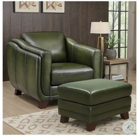 Godfrey Emerald Leather Upholstered Rectangular Ottoman
