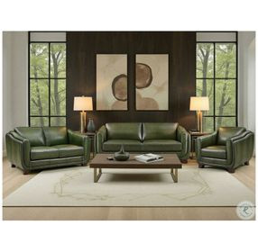 Godfrey Emerald Leather Living Room Set