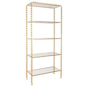 Goldie Gold Leaf Etagere with 4 Glass Shelves