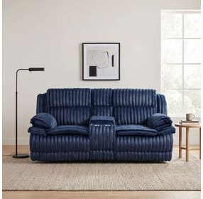 Goodland Blue Double Reclining Loveseat with Center Console