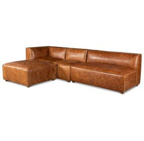 Chiavari Cocoa Brown Leather 112" Modular Sectional