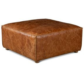 Chiavari Brown Leather Upholstered Square Ottoman