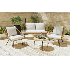 Lilly Natural and Beige Outdoor 4 Piece Conversation Set