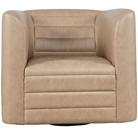 GT Brown Upholstered Swivel Accent Chair