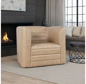 GT Brown Upholstered Swivel Accent Chair