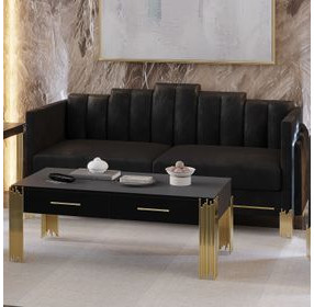 Empire Black Living Room Set with LED