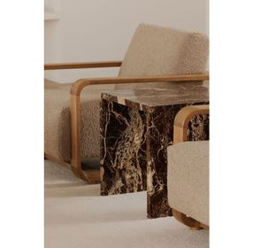 Rosa Rosso Levanto Square Marble Top Accent Table