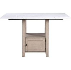 Taylor Beige and White Rectangular Marble Top Counter Height Dining Room Set