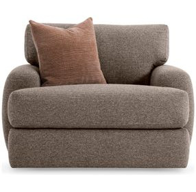 Cameron Brown Upholstered Swivel Chair with Pillow