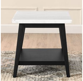 Vida White and Black Marble Top Square End Table