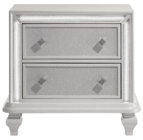 Stardust White 2 Drawer Nightstand with USB Charging and LED