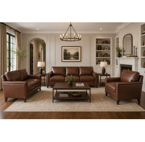 Halwyn Pecan Leather Living Room Set