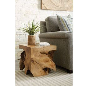 Hidden Treasures Light Stain Square Root Side Table