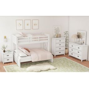Brooklyn White Twin Over Full Bunk Bed with Ladder