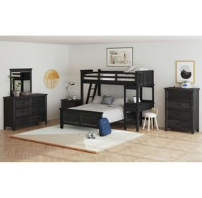 Brooklyn Charcoal Twin Over Full Storage Loft Bed with Ladder and Integrated Speaker Desk