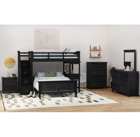 Brooklyn Charcoal Twin Over Full Storage Loft Bed with Staircase and Integrated Speaker Desk