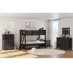 Brooklyn Charcoal Twin Over Twin Bunk Bed with Ladder