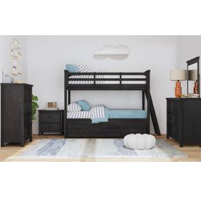 Brooklyn Charcoal Twin Over Twin Bunk Bed with Ladder and Trundle