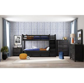 Brooklyn Charcoal Twin Over Twin Storage Bunk Bed with Staircase and Trundle