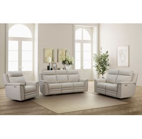 Harper Berlin Cream Leather 85" Power Reclining Sofa with Power Lumbar and USB Charging
