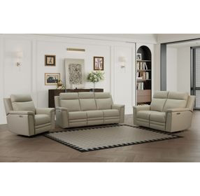 Harper Berlin Taupe Leather Power Recliner with Power Lumbar and USB Charging