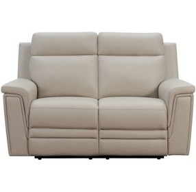 Harper Berlin Cream Leather 64" Power Reclining Loveseat with Power Lumbar and USB Charging
