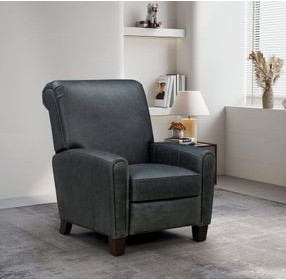 Harrington Clifton Gray Leather Push Thru The Arms Recliner