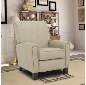 Harrington Cashmere Stone Leather Push Thru The Arms Recliner