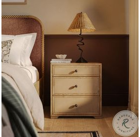 Laurentis Light Taupe Suede 3 Drawer Nightstand