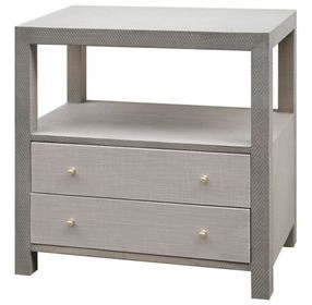 Hattie Grey Grasscloth Drawer Side Table