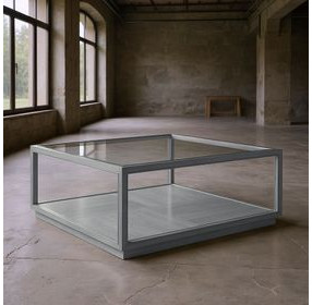 Glaze Vintage Blue Square Glass Top Occassional Table Set