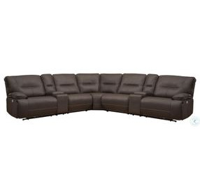 Victor Chocolate Performance Fabric 7 Piece Modular Power Reclining Sectional