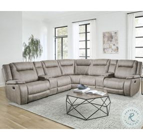 Finn Desert Taupe Performance Fabric 7 Piece Modular Reclining Sectional