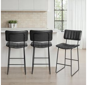Tribeca Black Vegan Leather Bar Stool