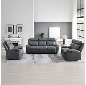Gaston Gray Manual Reclining Living Room Set