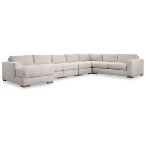 Drew Cream 6 Piece Modular Sectional with LAF Chaise and Pillows