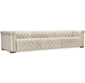 Savion Deux 43" Beige Performance Fabric 3-Seater Sofa with Dual Power Recliners and Triple Power Headrests