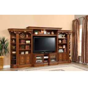 Huntington Antique Vintage Pecan 6 Piece Small Entertainment Wall