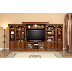 Huntington Antique Vintage Pecan 6 Piece Large Entertainment Wall