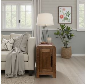Haven Oak Bourbon Rectangular Chairside Table