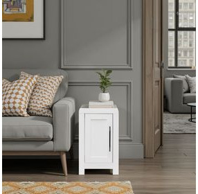 Haven White Rectangular Chairside Table