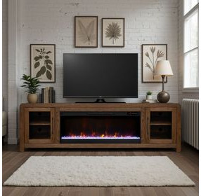 Haven Oak Bourbon 82" TV Stand with Fireplace